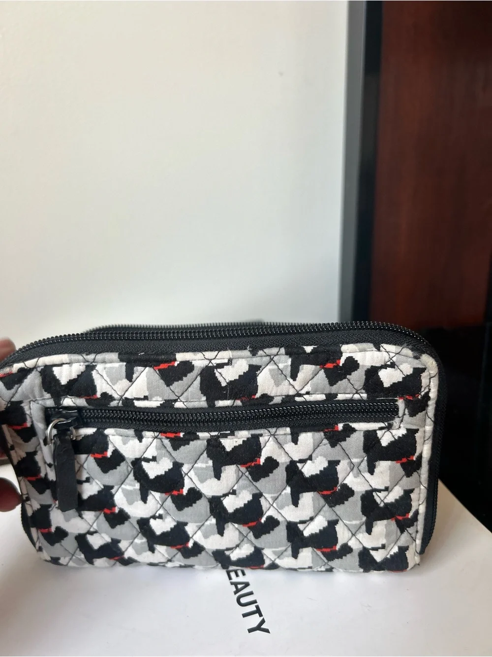 Vera Bradley Quilted Black, White & Red Patterned Phone Wallet Case